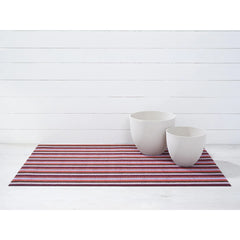 Chilewich Indoor Outdoor Shag Mat - Even Stripe / Rectangle / Berry / 24x36"