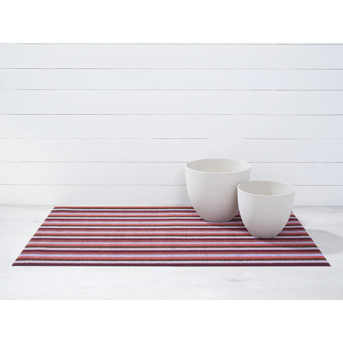 Chilewich Indoor Outdoor Shag Mat - Even Stripe / Rectangle / Berry / 18x28"