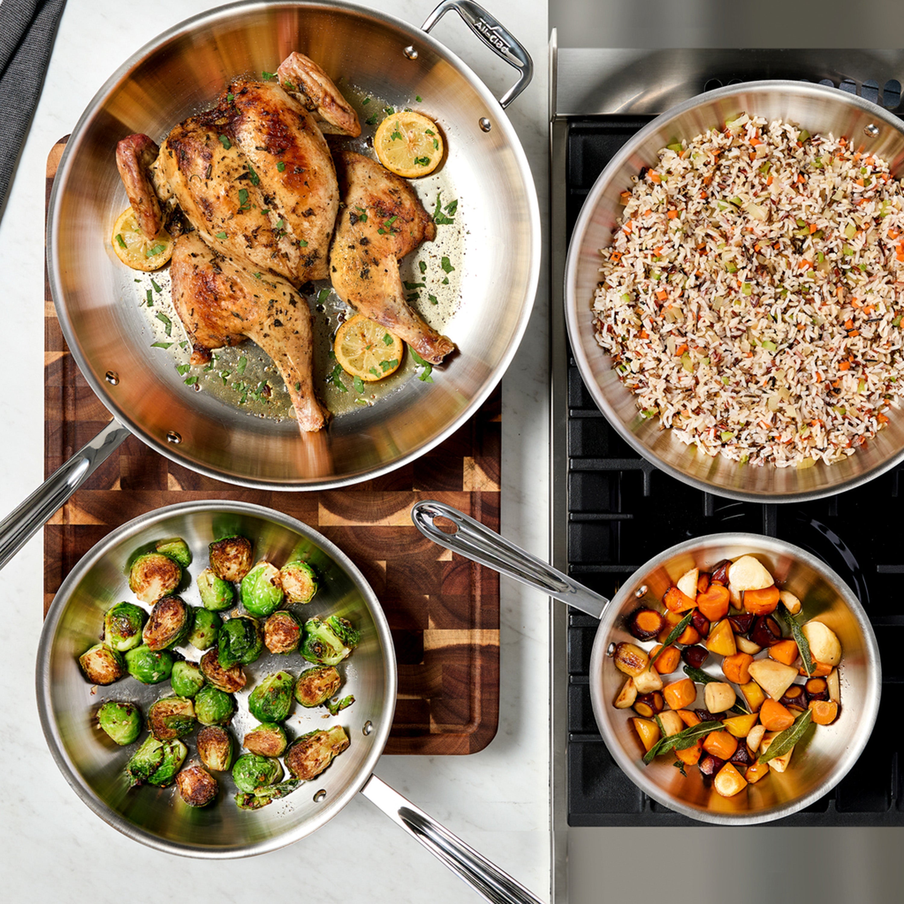 All-Clad D3 Stainless Steel Fry Pan with lid - 10"