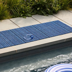Chilewich Indoor Outdoor Shag Doormat - Skinny Stripe /Rectangle / Ocean / 36x60"