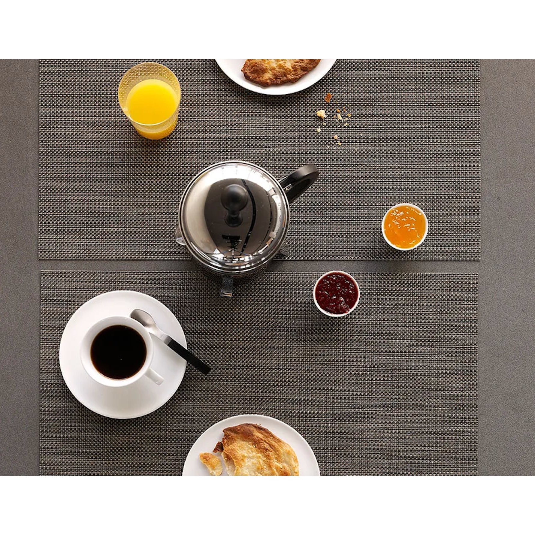 Chilewich Table Mats - Mini Basketweave/ Rectangle / Mat Light Grey 14" x 19"